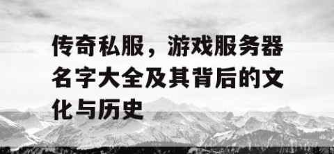 传奇私服，游戏服务器名字大全及其背后的文化与历史