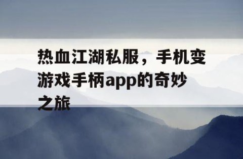 热血江湖私服，手机变游戏手柄app的奇妙之旅