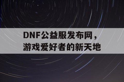 DNF公益服发布网，游戏爱好者的新天地