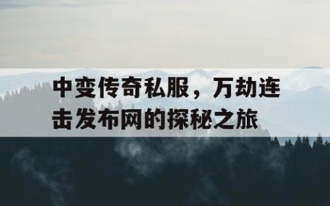 中变传奇私服，万劫连击发布网的探秘之旅