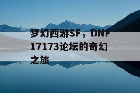 梦幻西游SF，DNF17173论坛的奇幻之旅
