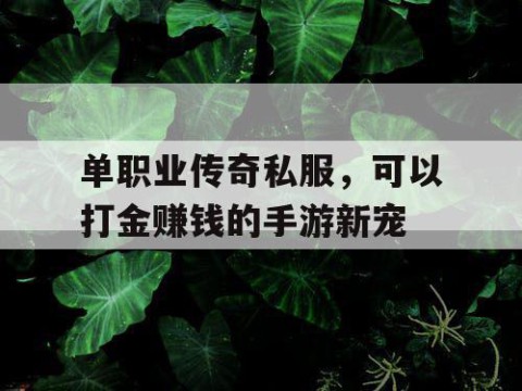 单职业传奇私服，可以打金赚钱的手游新宠