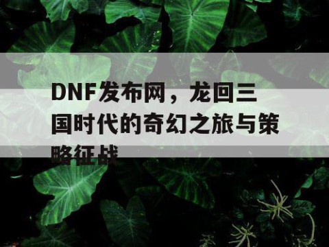 DNF发布网，龙回三国时代的奇幻之旅与策略征战