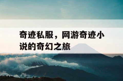奇迹私服，网游奇迹小说的奇幻之旅