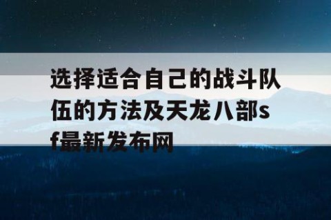 选择适合自己的战斗队伍的方法及天龙八部sf最新发布网