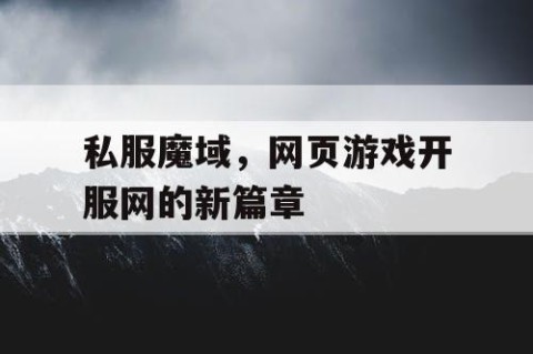 私服魔域，网页游戏开服网的新篇章