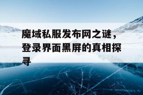 魔域私服发布网之谜，登录界面黑屏的真相探寻