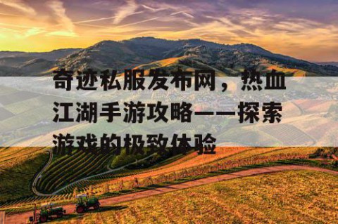 奇迹私服发布网，热血江湖手游攻略——探索游戏的极致体验