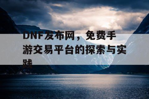 DNF发布网，免费手游交易平台的探索与实践