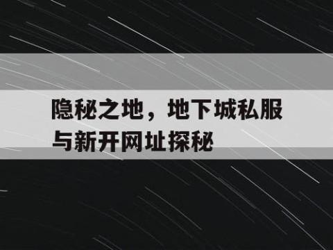 隐秘之地，地下城私服与新开网址探秘