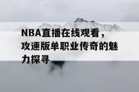 NBA直播在线观看，攻速版单职业传奇的魅力探寻