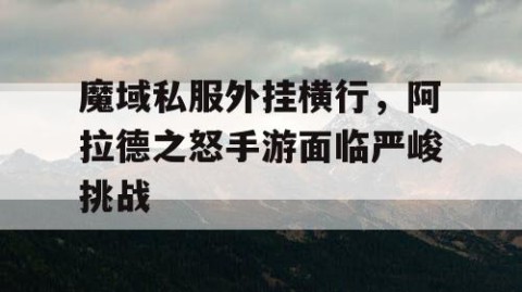 魔域私服外挂横行，阿拉德之怒手游面临严峻挑战