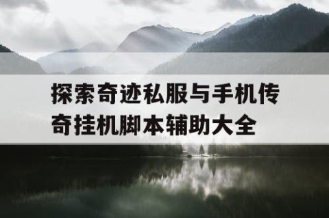 探索奇迹私服与手机传奇挂机脚本辅助大全