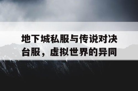 地下城私服与传说对决台服，虚拟世界的异同
