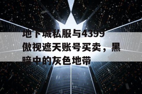 地下城私服与4399傲视遮天账号买卖，黑暗中的灰色地带