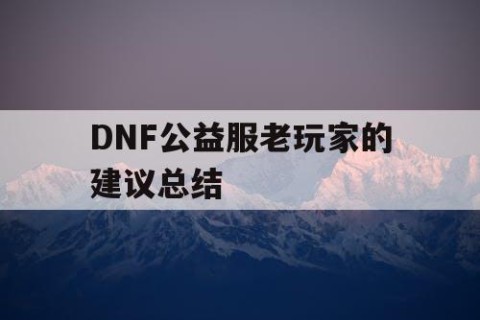 DNF公益服老玩家的建议总结