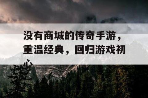 没有商城的传奇手游，重温经典，回归游戏初心