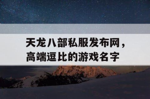 天龙八部私服发布网，高端逗比的游戏名字
