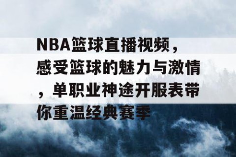 NBA篮球直播视频，感受篮球的魅力与激情，单职业神途开服表带你重温经典赛季