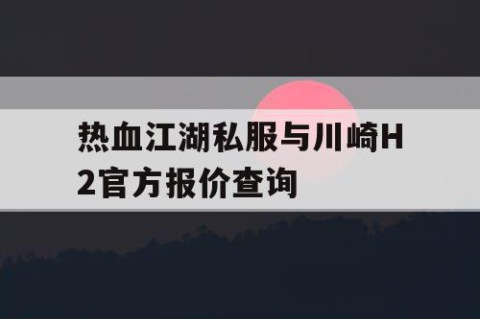 热血江湖私服与川崎H2官方报价查询
