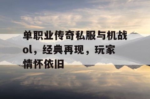 单职业传奇私服与机战ol，经典再现，玩家情怀依旧