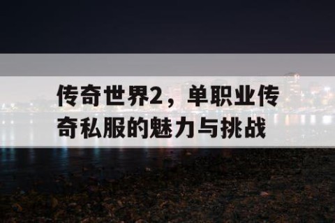 传奇世界2,单职业传奇私服的魅力与挑战