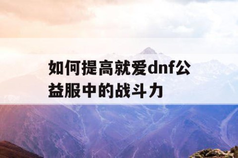 如何提高就爱dnf公益服中的战斗力