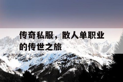 传奇私服,散人单职业的传世之旅