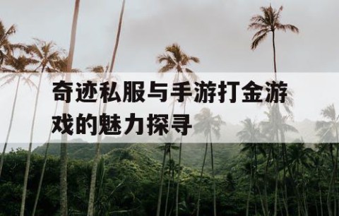 奇迹私服与手游打金游戏的魅力探寻