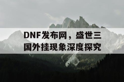 DNF发布网，盛世三国外挂现象深度探究