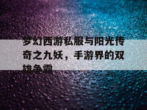 梦幻西游私服与阳光传奇之九妖，手游界的双雄争霸