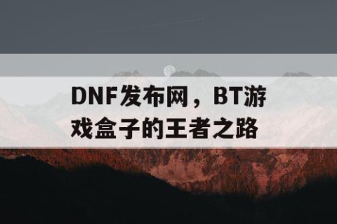 DNF发布网，BT游戏盒子的王者之路