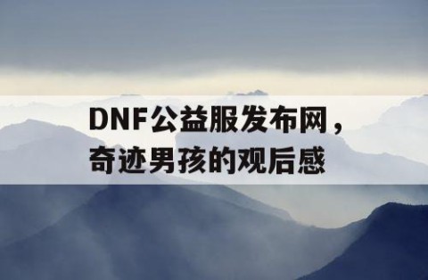 DNF公益服发布网，奇迹男孩的观后感