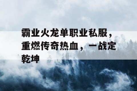 霸业火龙单职业私服，重燃传奇热血，一战定乾坤