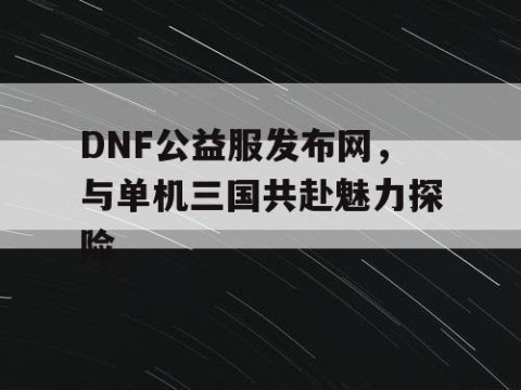 DNF公益服发布网，与单机三国共赴魅力探险
