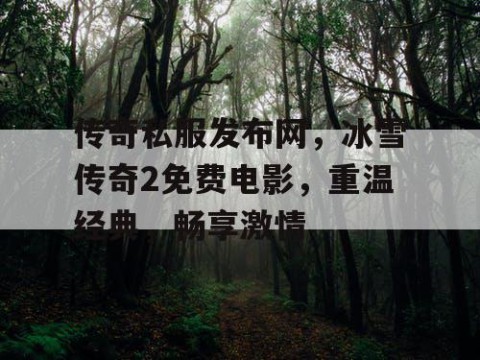 传奇私服发布网,冰雪传奇2免费电影,重温经典,畅享激情