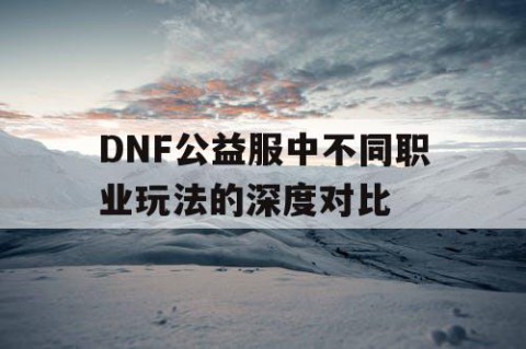 DNF公益服中不同职业玩法的深度对比