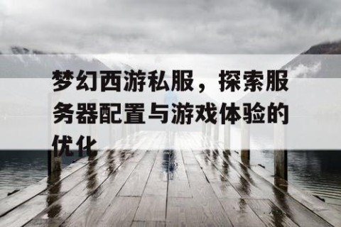 梦幻西游私服，探索服务器配置与游戏体验的优化