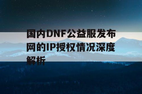 国内DNF公益服发布网的IP授权情况深度解析