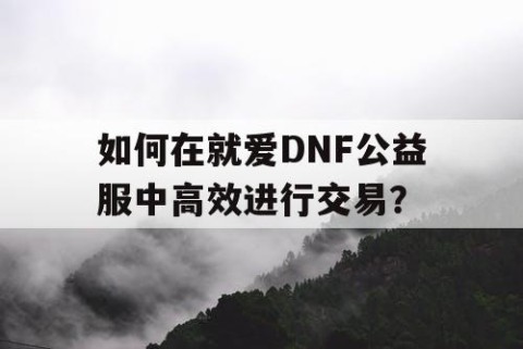 如何在就爱DNF公益服中高效进行交易？