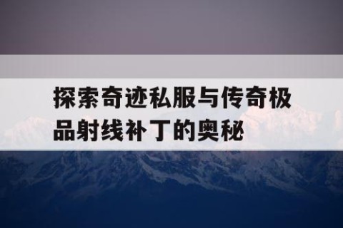 探索奇迹私服与传奇极品射线补丁的奥秘