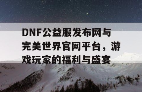 DNF公益服发布网与完美世界官网平台，游戏玩家的福利与盛宴