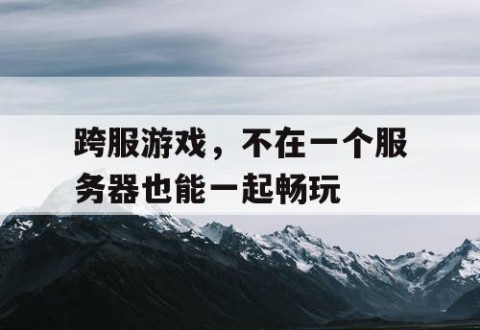 跨服游戏，不在一个服务器也能一起畅玩