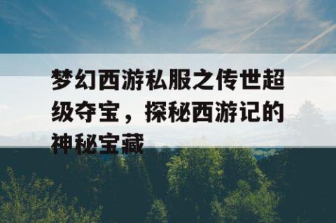 梦幻西游私服之传世超级夺宝，探秘西游记的神秘宝藏