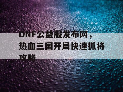 DNF公益服发布网，热血三国开局快速抓将攻略