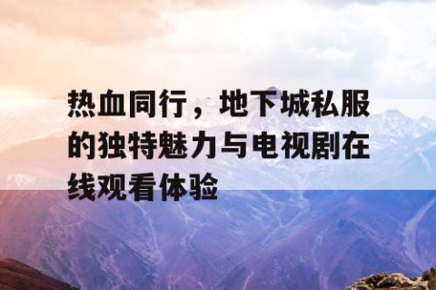 热血同行，地下城私服的独特魅力与电视剧在线观看体验