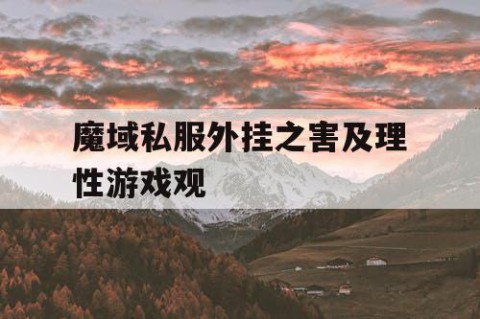 魔域私服外挂之害及理性游戏观