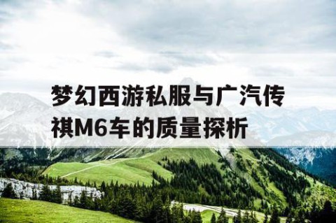 梦幻西游私服与广汽传祺M6车的质量探析