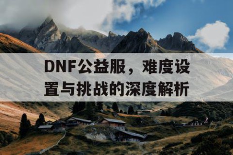 DNF公益服，难度设置与挑战的深度解析