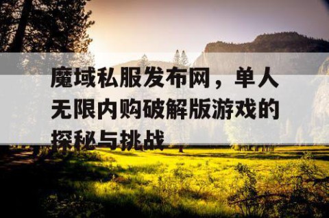 魔域私服发布网，单人无限内购破解版游戏的探秘与挑战